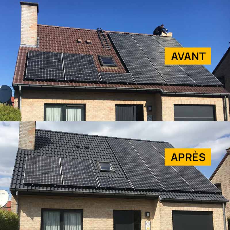 Nettoyage et peinture hydrofuge toiture -  PRONIELS Toiture & Façade artisan couvreur en Belgique : Namur, Flandre, Wallonnie, Bruxelles, Liège .... nettoyage, démoussage, traitement anti-mousse toiture. peinture hydrofuge toiture.  intervention en BELGIQUE : région Flamande, Wallonne et Bruxelles, Namur, Liège …. PRONIELS Toiture & Façade basé sur Namur intervient dans toute la Belgique.